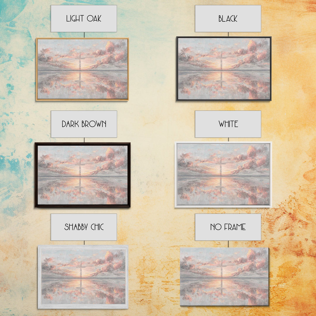 Heaven’s Dawn Cross, Framed Canvas Print, Christian Art Canvas, Christian Wall Art, Modern Christian Art, Christian Christmas Art, Christia