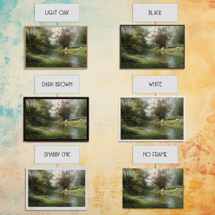 Spring Pasture Peace – Framed Canvas Print – Christian Wall Art – Christian Art Canvas – Pastoral Scenery – Christian Painting – Christian
