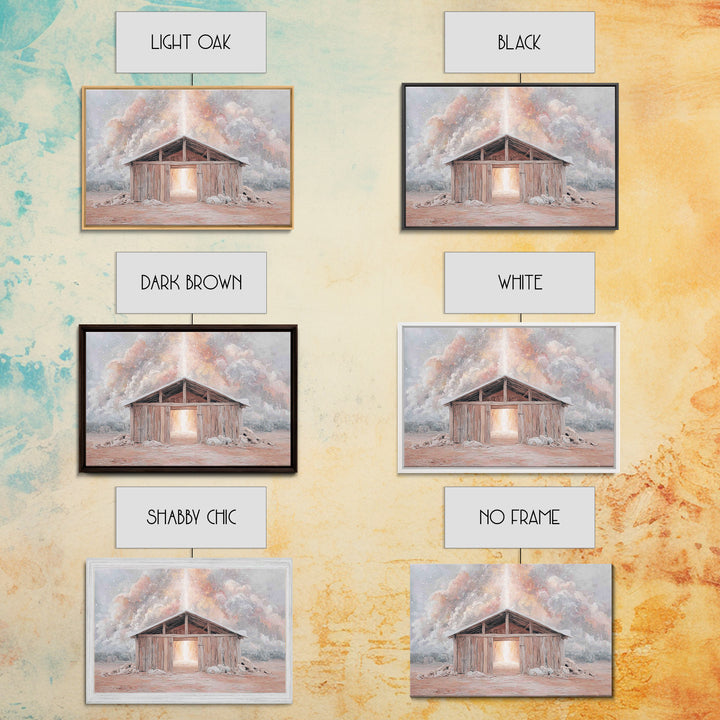 Heaven’s Stable Fire, Framed Canvas Print, Christian Art Canvas, Christian Wall Art, Christian Christmas Art, Christmas Art Prints, Jesus P