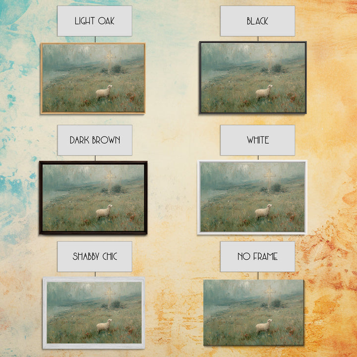 Hillside Lamb Hope – Framed Canvas Print – Christian Christmas Art – Christian Wall Art – Jesus Painting – Christian Art Canvas – Vintage C