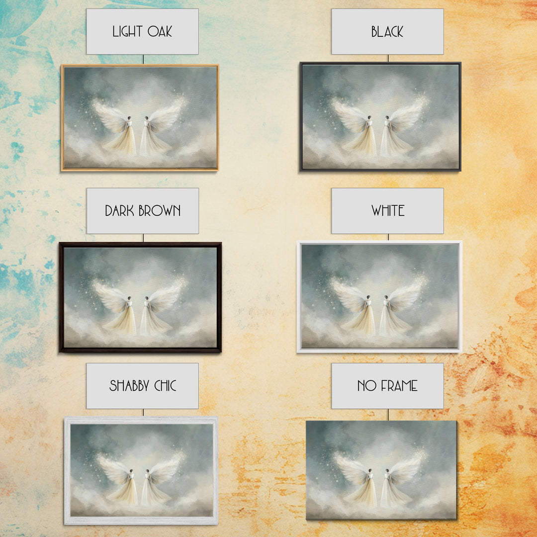 Angelic Companions, Framed Canvas Print, Christian Art Print, Christian Christmas Art, Christian Wall Art, Modern Christian Art