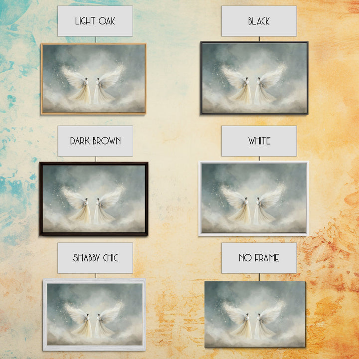 Angelic Companions, Framed Canvas Print, Christian Art Print, Christian Christmas Art, Christian Wall Art, Modern Christian Art