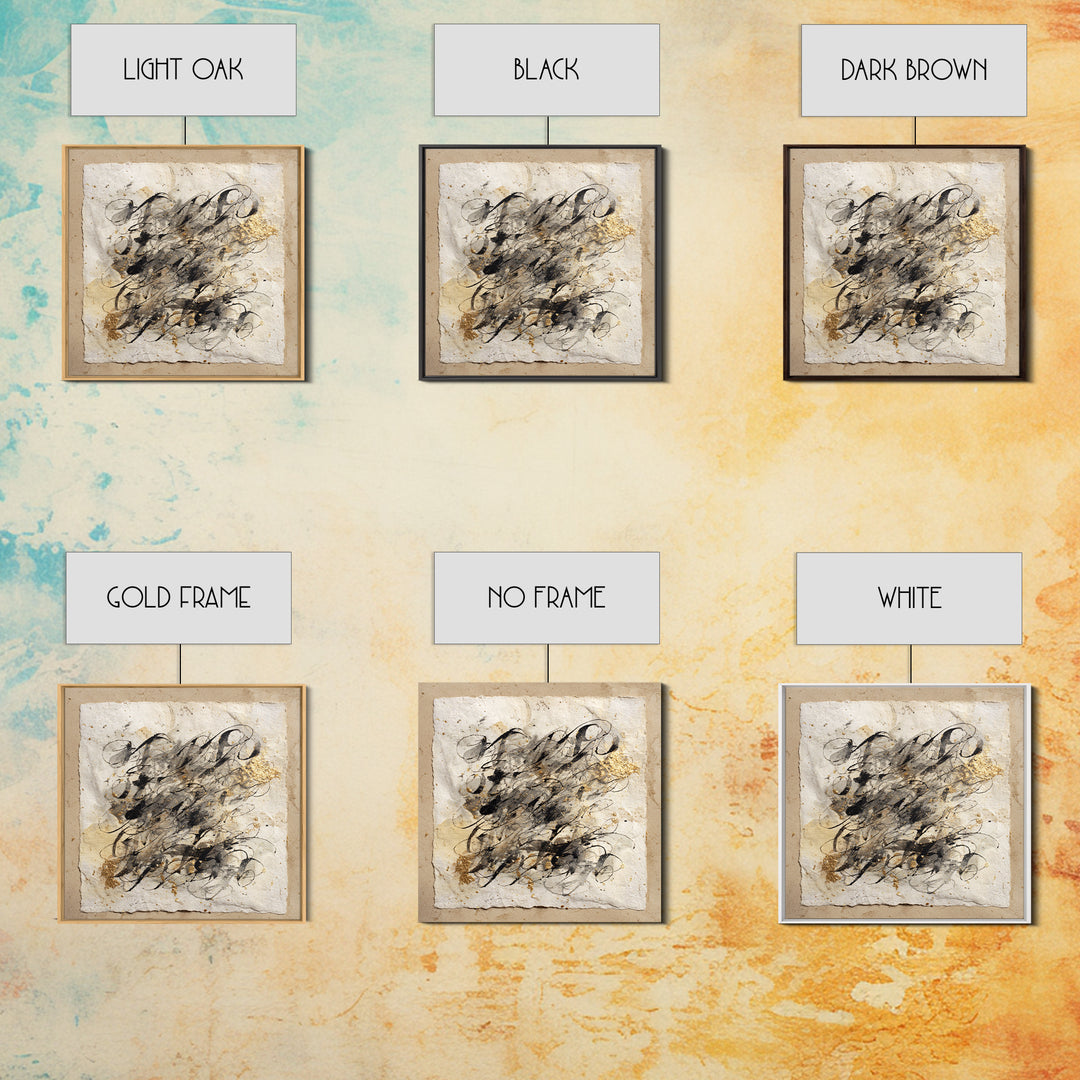 Romantic Handwritten Marks Without Readable Words Canvas Print, Calligraphy Art, Bedroom Wall Decor, Living Room Decor, Script, CAL-1x1-39