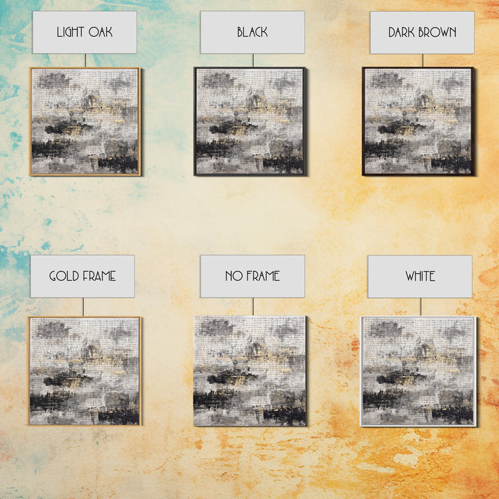 Expressive Musical Rhythm Painted as Ink Strokes Framed Canvas Print, Calligraphy Art, Art, Living Room Decor, Fine Art, Script, CAL-1x1-48