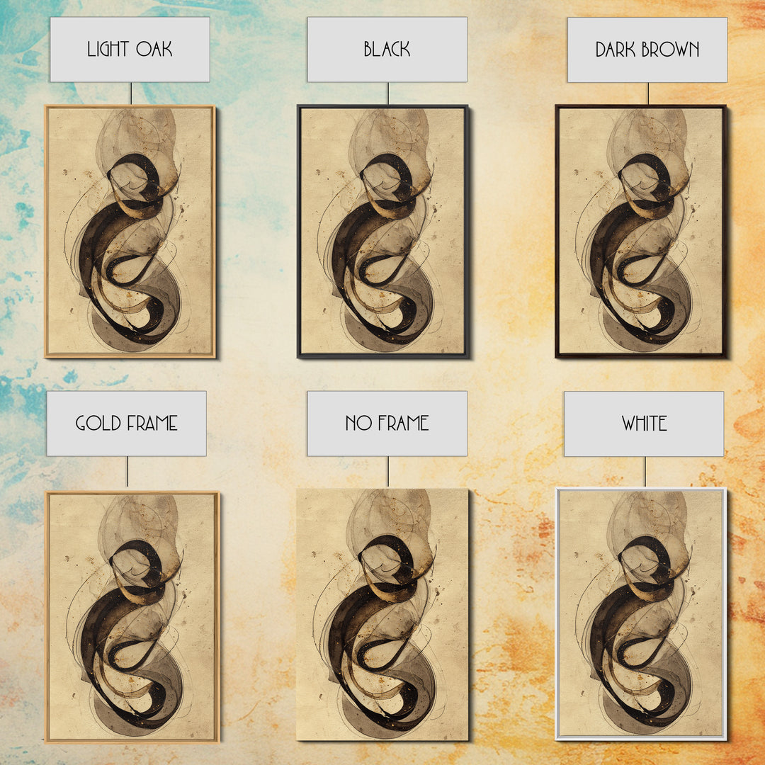 Arabic Ornamental Curves as Non Readable Art Canvas Print, Calligraphy Art, Spiritual Wall Art, Living Room Decor, Script, CAL-2x3-11