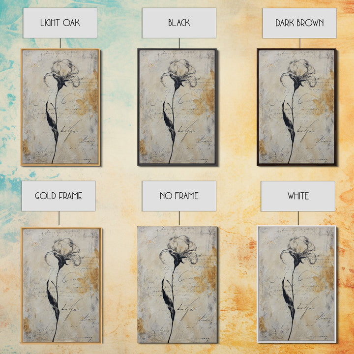 Single Elegant Flourish Shaped Like a Flower Framed Canvas Print, Calligraphy Art, Wall Decor, Living Room Decor, Script, CAL-2x3-13