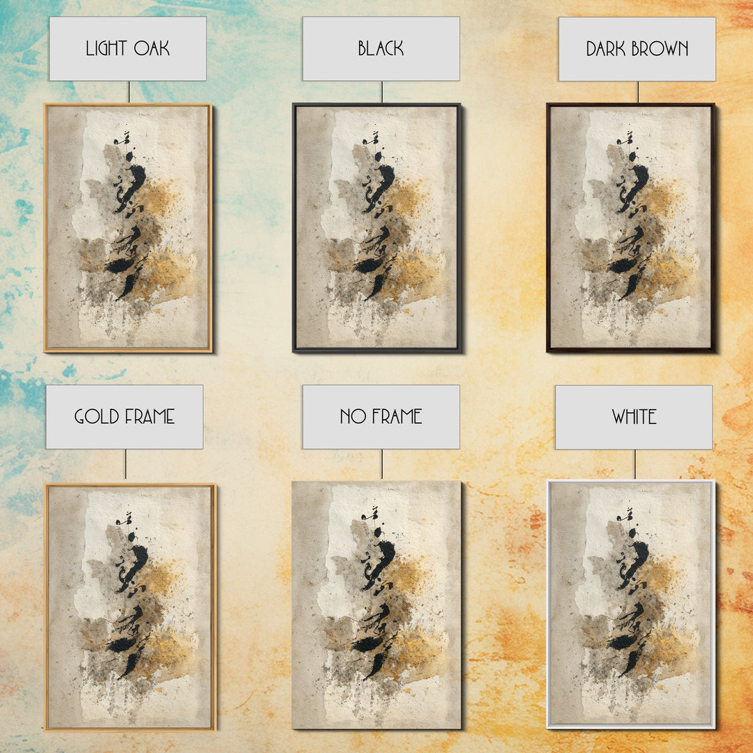 Romantic Handwritten Marks Without Readable Words Framed Canvas Print, Calligraphy Art, Wall Art, Living Room Decor, Script, CAL-2x3-47