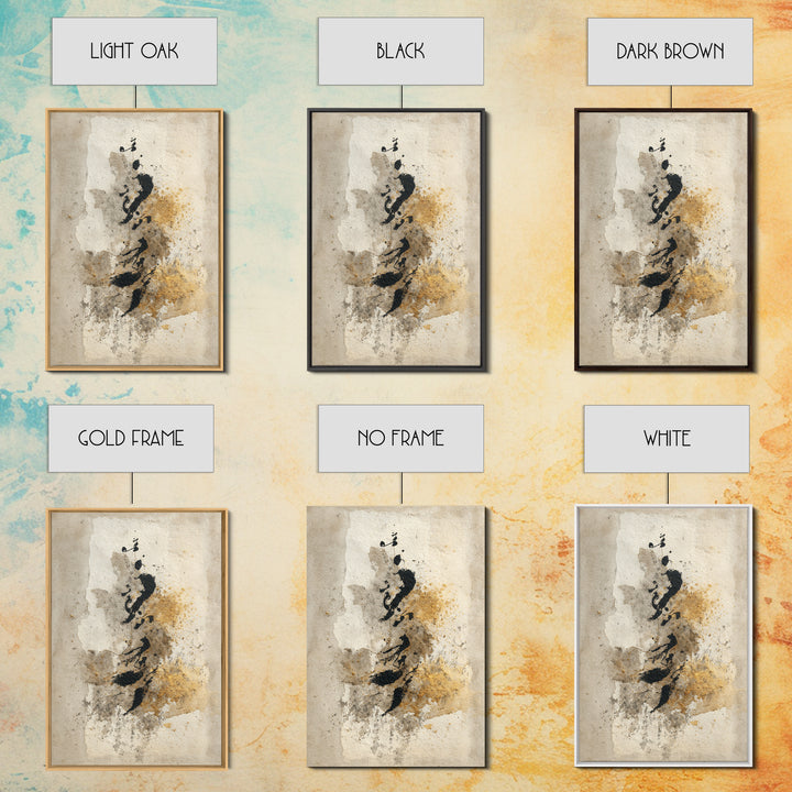 Romantic Handwritten Marks Without Readable Words Framed Canvas Print, Calligraphy Art, Wall Art, Living Room Decor, Script, CAL-2x3-47