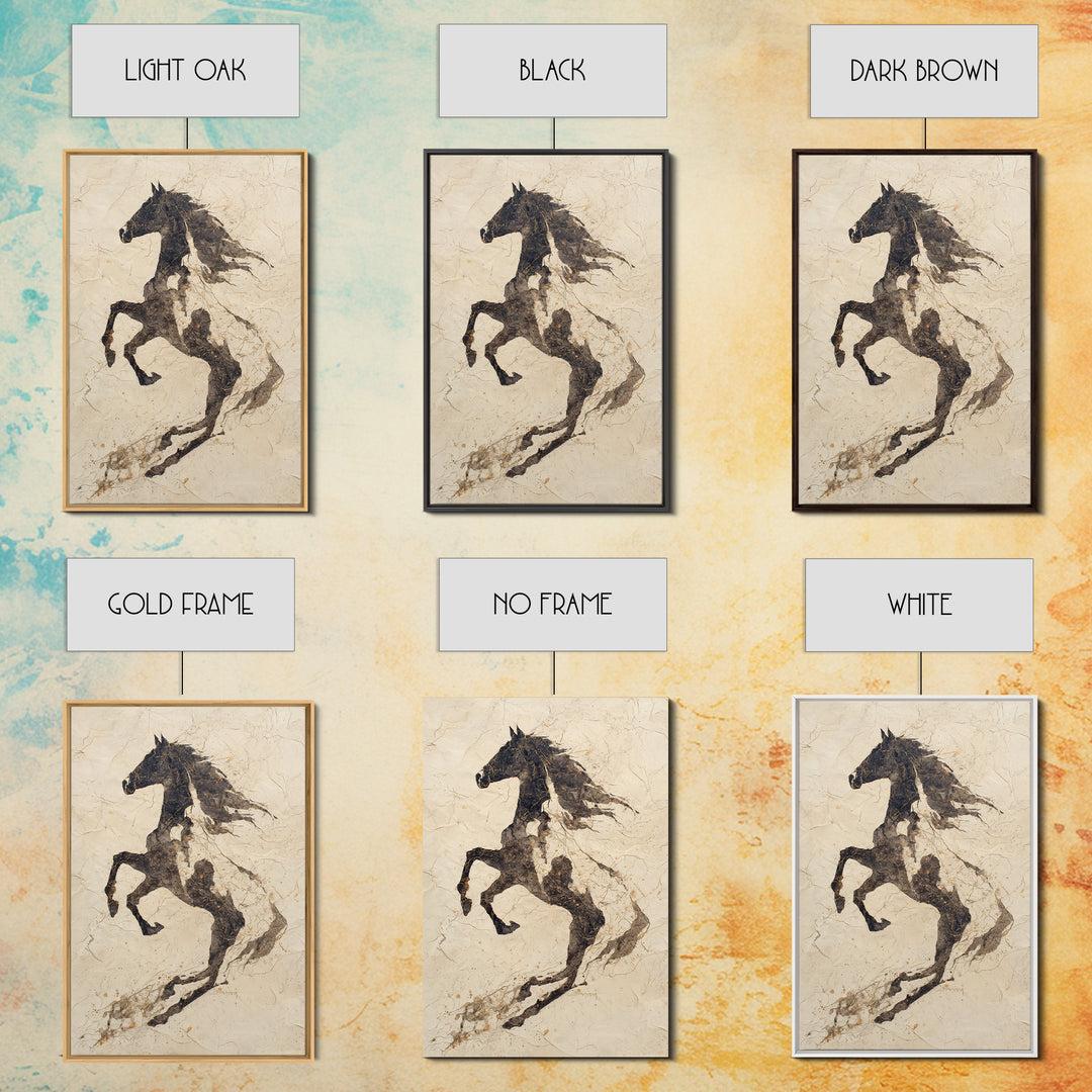 Calligraphic Horse Silhouette Made from One Line Canvas Print, Calligraphy Art, Prints, Living Room Decor, Fine Art, Script, CAL-2x3-49