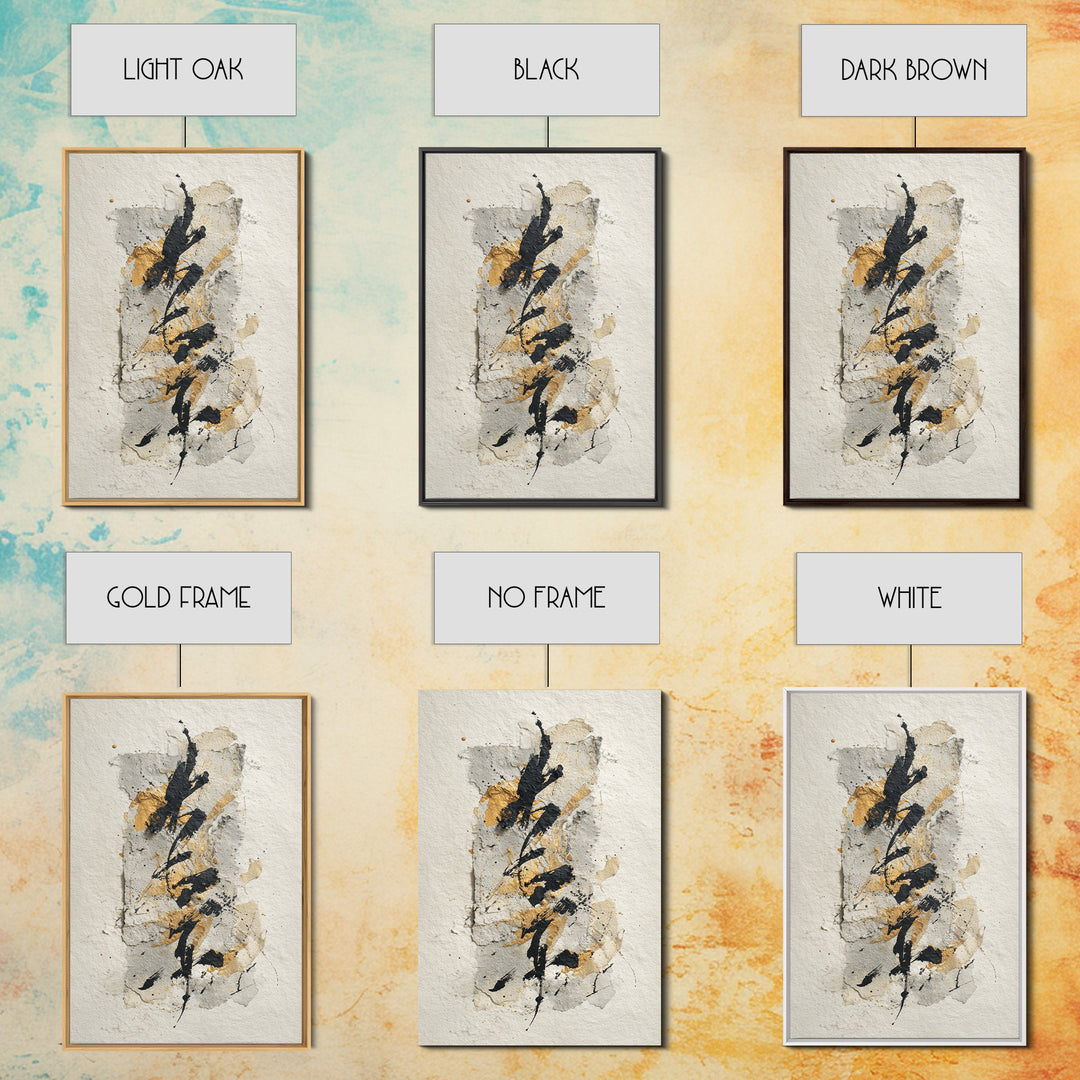 Expressive Musical Rhythm Painted as Ink Strokes Canvas Print, Calligraphy Art, Neutral Decor, Living Room Decor, Script, CAL-2x3-56