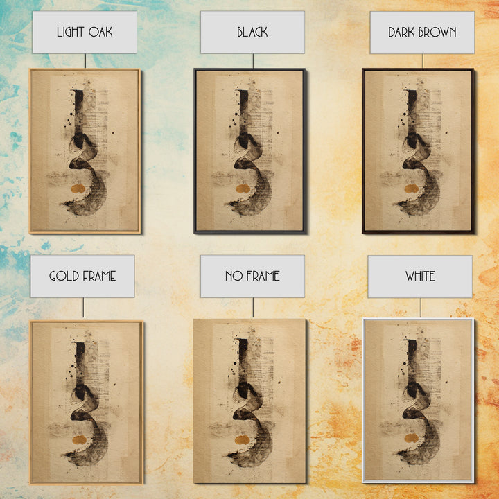 Monochrome Brush Alphabet Fragments as Abstract Texture Canvas Print, Calligraphy Art, Digital Print, Living Room Decor, Script, CAL-2x3-69