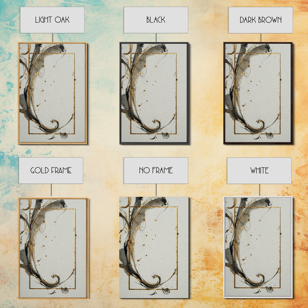 Ornamental Frame of Flourished Pen Curves Framed Canvas Print, Calligraphy Art, Wall Decor, Living Room Decor, Fine Art, Script, CAL-2x3-74