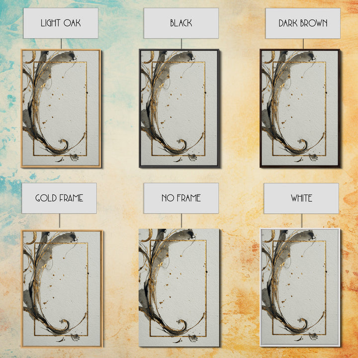 Ornamental Frame of Flourished Pen Curves Framed Canvas Print, Calligraphy Art, Wall Decor, Living Room Decor, Fine Art, Script, CAL-2x3-74
