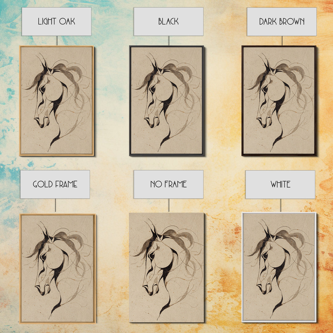 Calligraphic Horse Silhouette Made from One Line Canvas Print, Calligraphy Art, Printable Art, Living Room Decor, Script, CAL-2x3-97