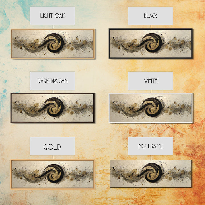 Gold Leaf Calligraphic Spiral on Plaster Surface Canvas Print, Calligraphy Art, Art, Living Room Decor, Oil Painting, Script, CAL-3x1-78