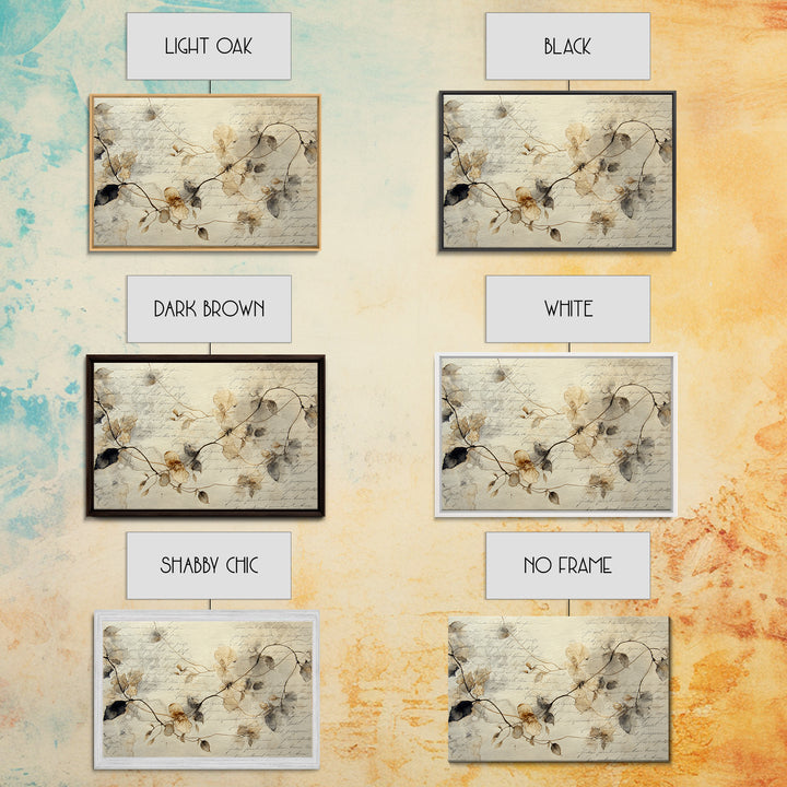 Floral Vine Created from Graceful Script Like Canvas Print, Calligraphy Art, Neutral Decor, Living Room Decor, Script, CAL-3x2-39