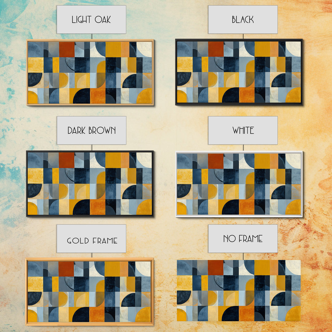 Checkerboard Blocks with Painterly Edges Framed Canvas Print, Color Block Art, Wall Art, Living Room Decor, Oil Painting, CBA-2x1-35