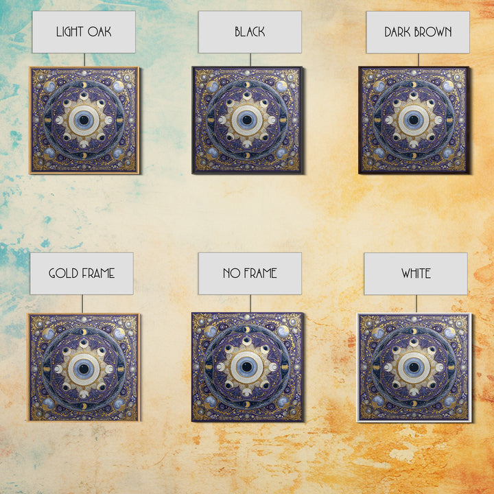 Mystic Eye Surrounded by Moons and Constellations Canvas Print, Celestial Art, Luxury Decor, Living Room Decor, Celestial, CEL-1x1-40