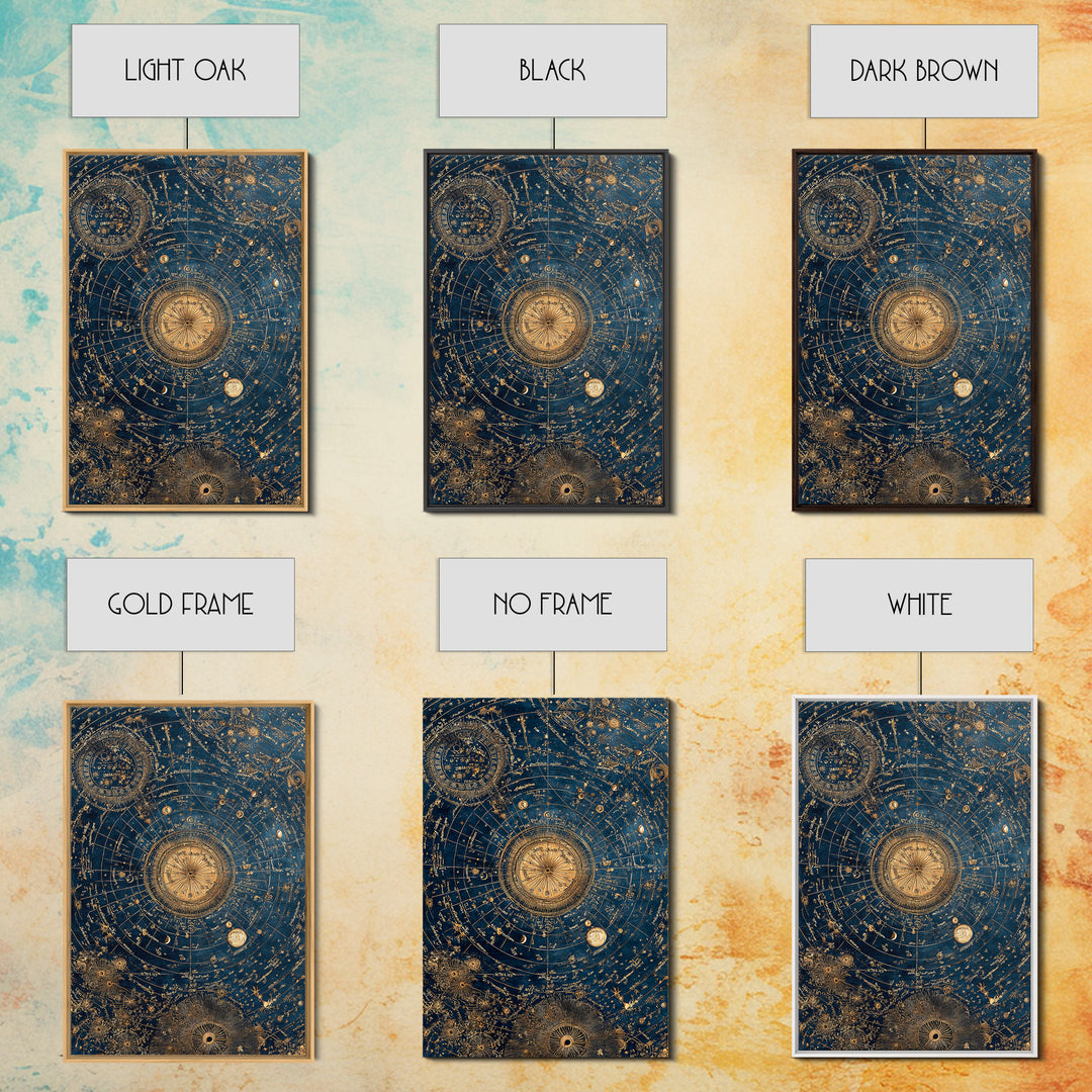 Blue Star Map Framed Canvas Print, Celestial Art, Wall Decor, Living Room Decor, Fine Art, Celestial, Contemporary Art, CEL-2x3-30