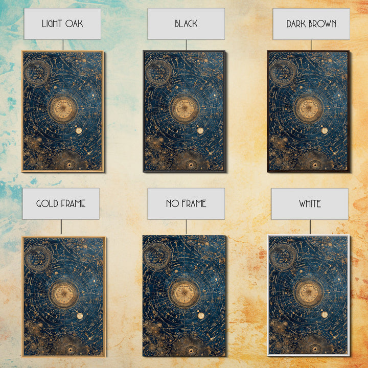 Blue Star Map Framed Canvas Print, Celestial Art, Wall Decor, Living Room Decor, Fine Art, Celestial, Contemporary Art, CEL-2x3-30