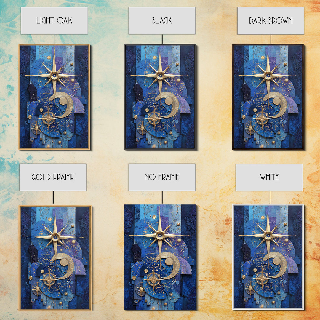 Blue Star Map Framed Canvas Print, Celestial Art, Wall Decor, Living Room Decor, Fine Art, Celestial, Contemporary Art, CEL-2x3-6