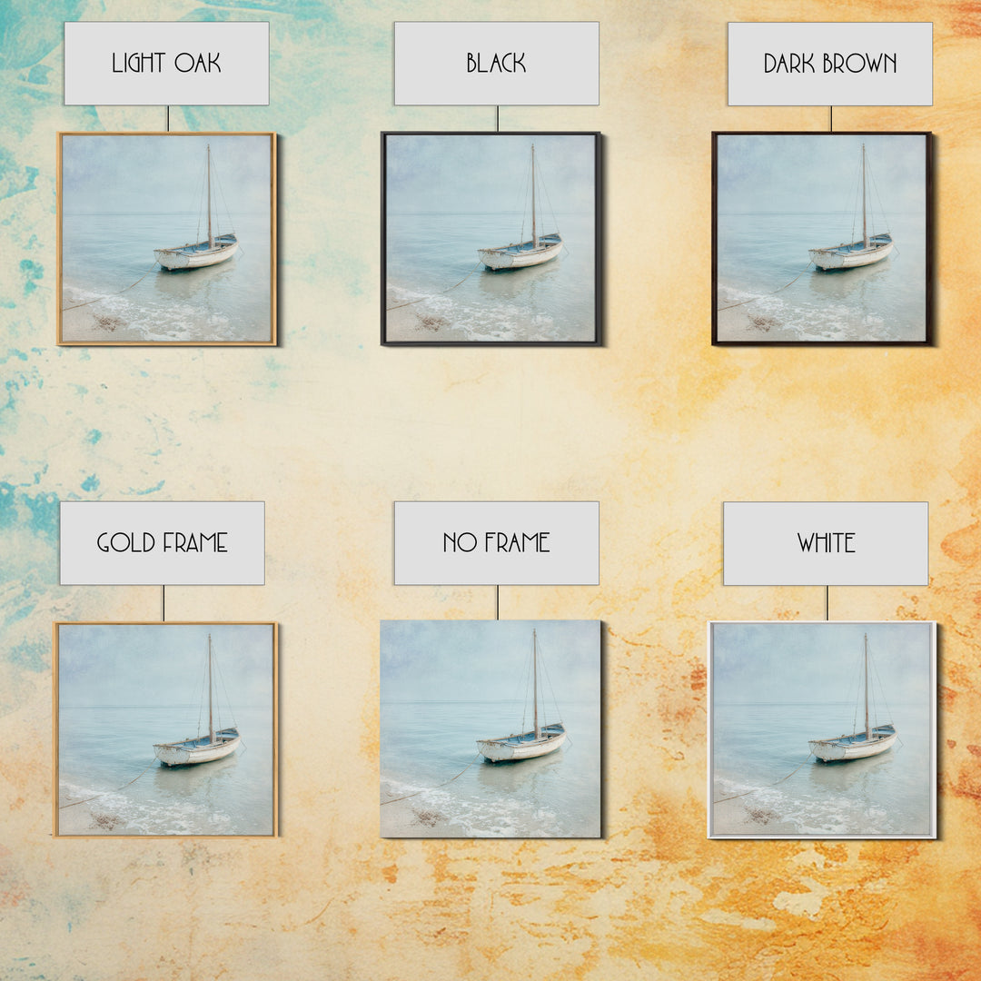 Weathered Sailboat on Calm Morning Water Canvas Print, Coastal Art, Coastal Prints, Coastal Decor, Fine Art, Coastal, COA-1x1-26