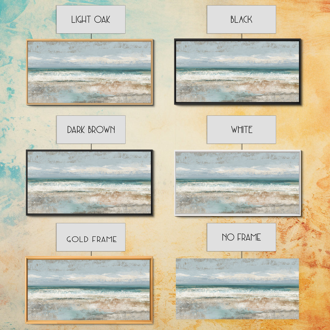Abstract Seafoam Patterns Framed Canvas Print, Coastal Art, Home Decor, Coastal Decor, Abstract Art, Coastal, Wood Art, COA-2x1-86