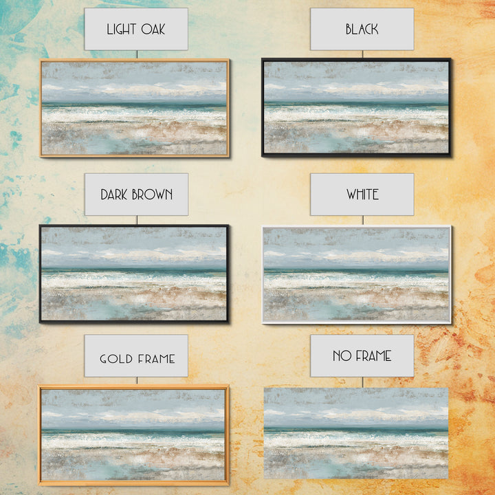 Abstract Seafoam Patterns Framed Canvas Print, Coastal Art, Home Decor, Coastal Decor, Abstract Art, Coastal, Wood Art, COA-2x1-86