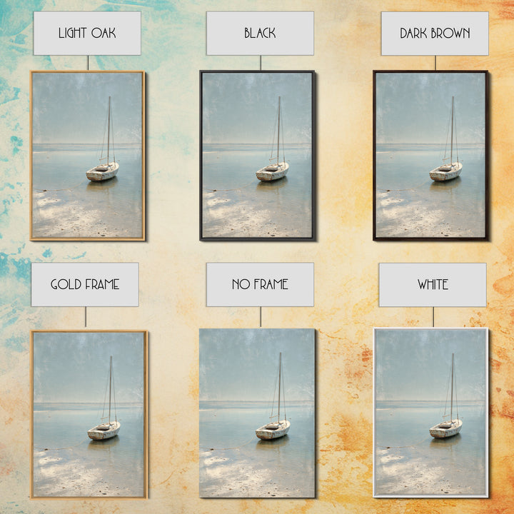 Weathered Sailboat on Calm Morning Water Canvas Print, Coastal Art, Luxury Decor, Coastal Decor, Coastal, Original Art, COA-2x3-10