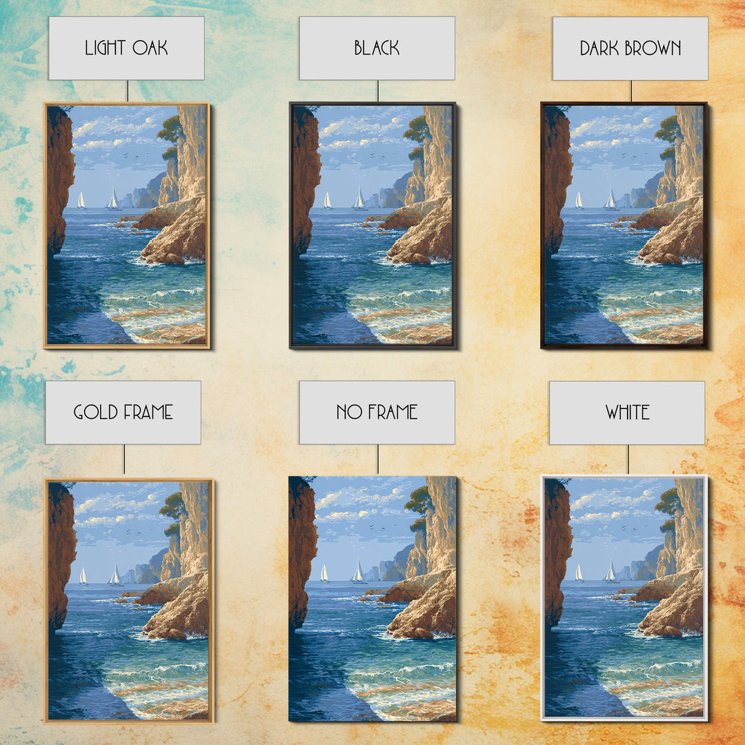 Mediterranean Cove with Cliff Shadows Canvas Print, Coastal Art, Original Art, Coastal Decor, Fine Art, Coastal, Blue Wall Art, COA-2x3-49