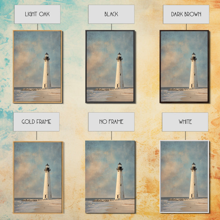 Whitewashed Lighthouse Against Cloudy Sky Canvas Print, Coastal Art, Original Art, Coastal Decor, Abstract Art, Coastal, COA-2x3-62