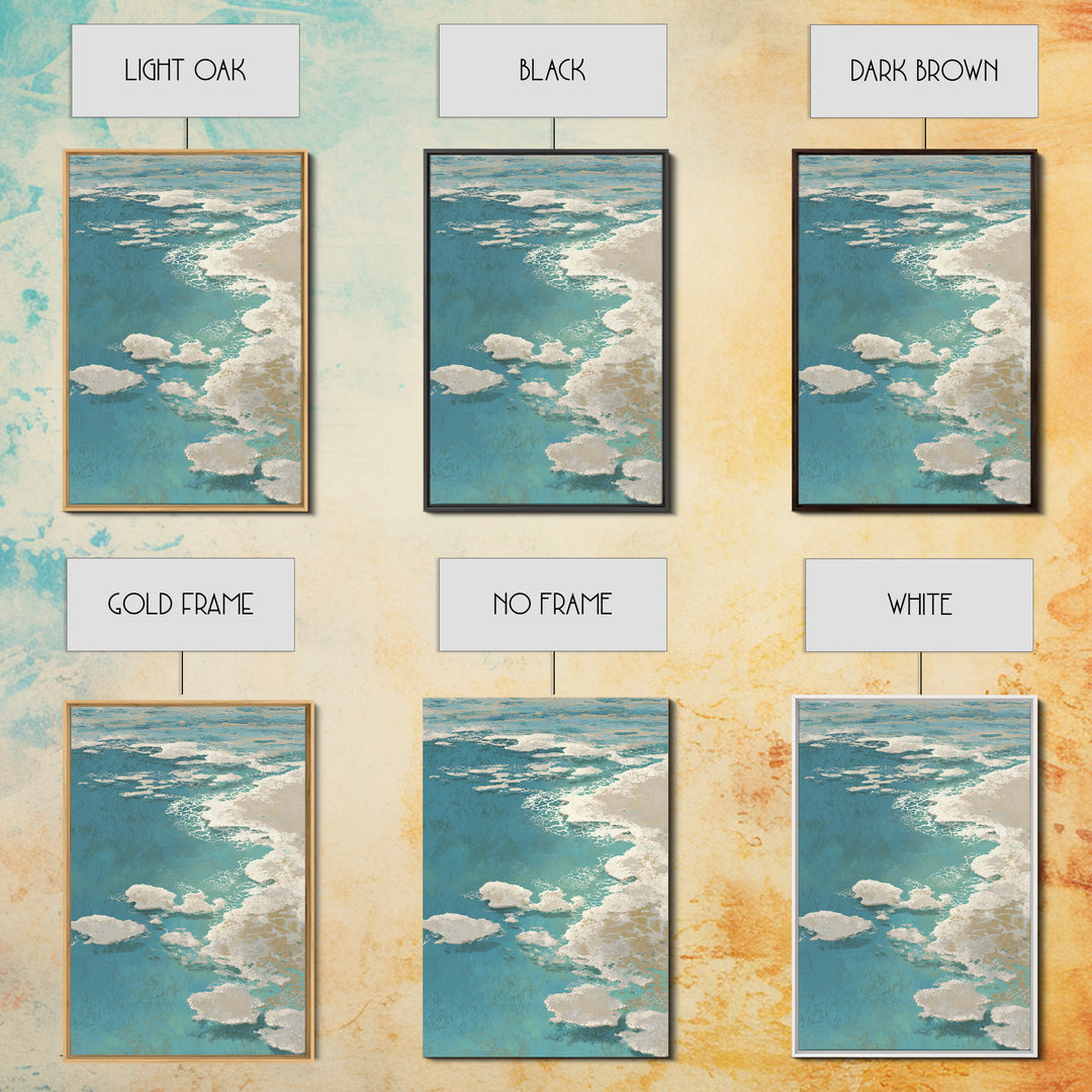 Abstract Seafoam Patterns Framed Canvas Print, Coastal Art, Prints, Coastal Decor, Abstract Art, Coastal, Coastal Wall Art, COA-2x3-74