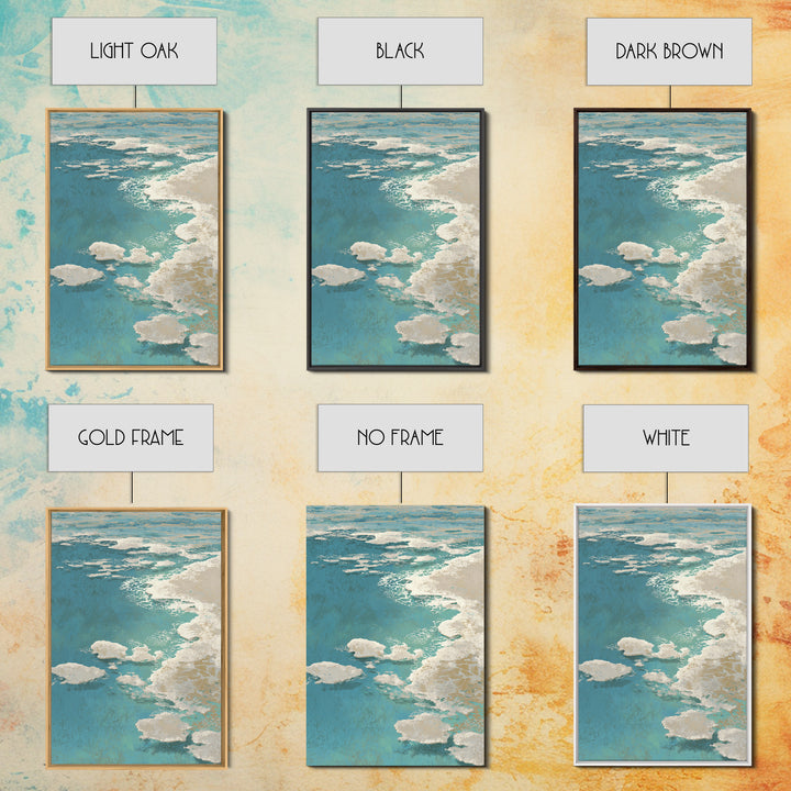 Abstract Seafoam Patterns Framed Canvas Print, Coastal Art, Prints, Coastal Decor, Abstract Art, Coastal, Coastal Wall Art, COA-2x3-74
