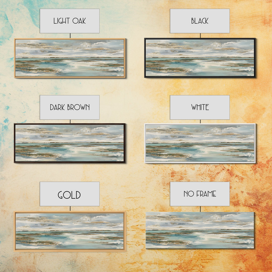 Abstract Seafoam Patterns Framed Canvas Print, Coastal Art, Bird Art, Coastal Decor, Fine Art, Coastal, Living Room Art, COA-3x1-58