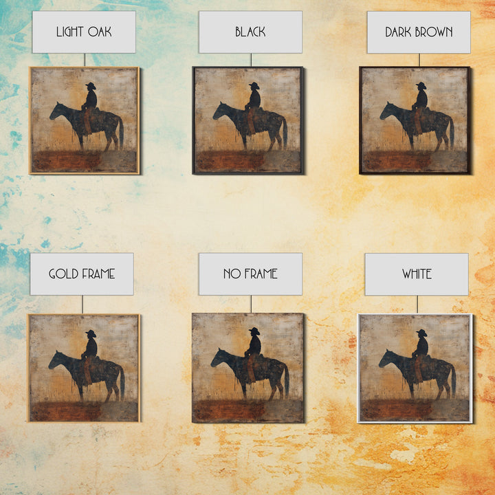 Horse and Rider Silhouette at Dusk Canvas Print, Country Art, French Country Decor, Farmhouse Decor, Fine Art, Country, COU-1x1-17
