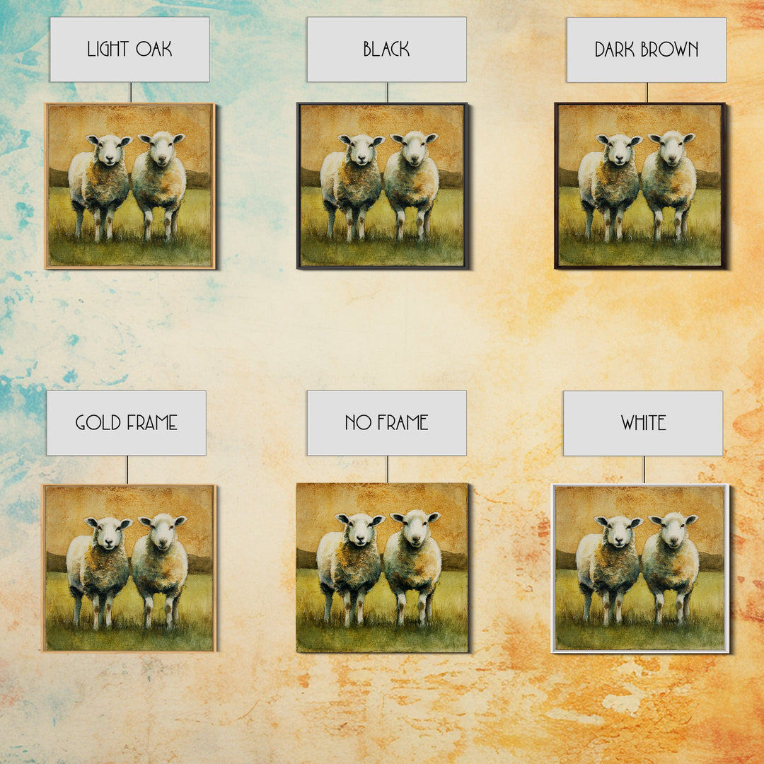 Watercolor Sheep in a Green Pasture Canvas Print, Country Art, Oil Painting, Farmhouse Decor, Country, Digital Art Prints, COU-1x1-23