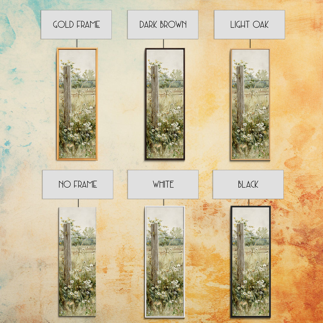 Wildflower Meadow Beside an Old Fence Canvas Print, Country Art, French Country, Farmhouse Decor, Country, Luxury Decor, COU-1x3-14