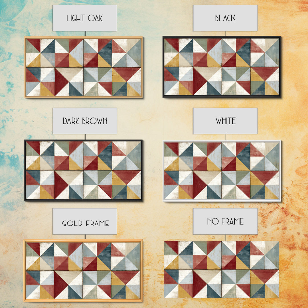 Quilt Geometric Folk Pattern Canvas Print, Country Art, Contemporary Art, Farmhouse Decor, Abstract Art, Country, COU-2x1-32