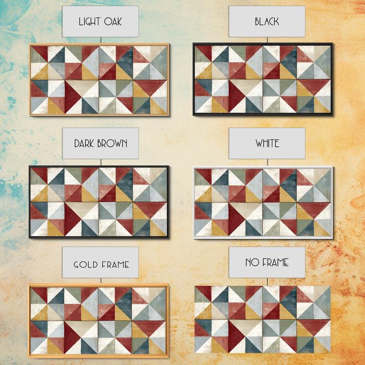 Quilt Geometric Folk Pattern Canvas Print, Country Art, Contemporary Art, Farmhouse Decor, Abstract Art, Country, COU-2x1-32