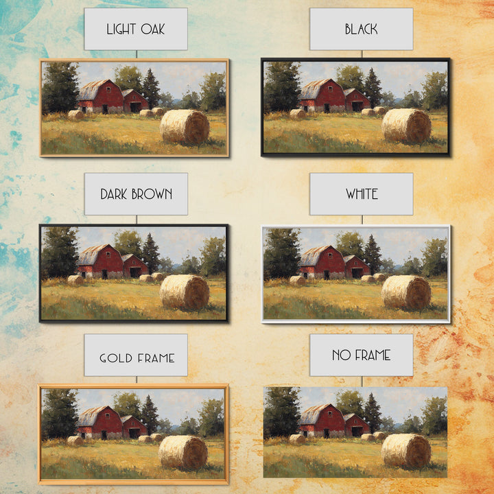 Hay Bales in Late Afternoon Sun Framed Canvas Print, Country Art, Home Decor, Farmhouse Decor, Fine Art, Country, Printable Art, COU-2x1-40