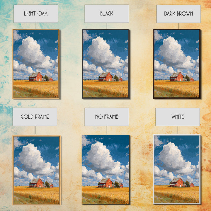 Cornfield under Dramatic Summer Clouds Framed Canvas Print, Country Art, Statement Artwork, Farmhouse Decor, Abstract Art, COU-2x3-2