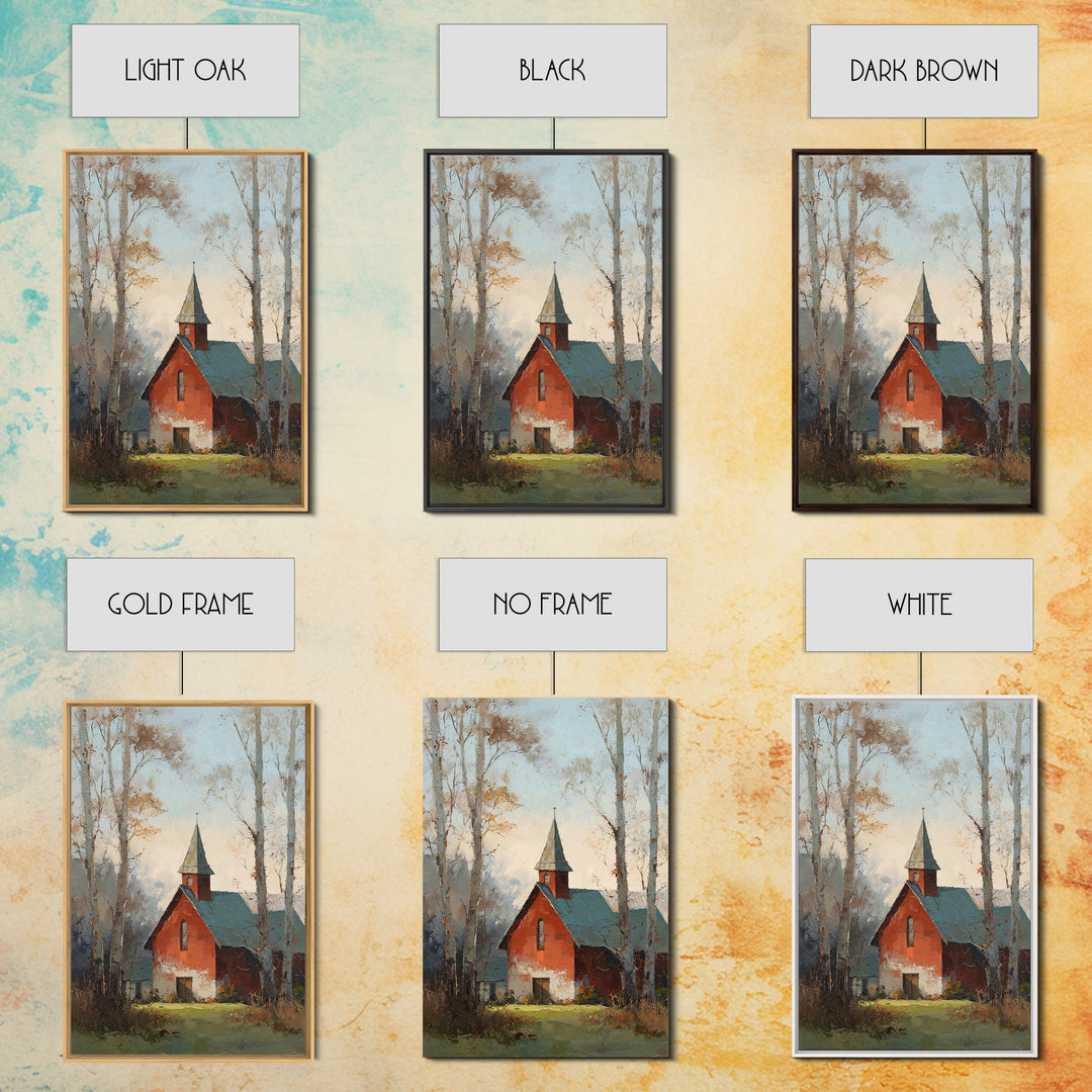 Country Church Steeple Beyond Trees Framed Canvas Print, Country Art, Gallery Wall Art, Farmhouse Decor, Fine Art, Country, COU-2x3-3