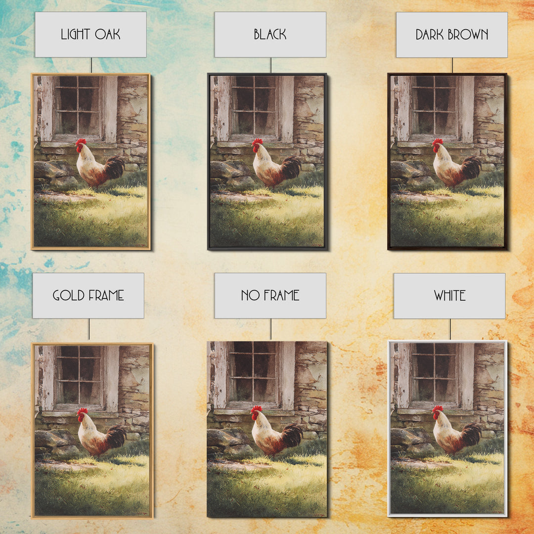 Rooster in Bold Folk Art Color Canvas Print, Country Art, Oil Painting, Farmhouse Decor, Fine Art, Country, Digital Art Prints, COU-2x3-61