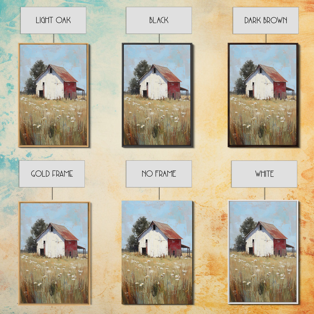 White Farmhouse Surrounded by Tall Grass Canvas Print, Country Art, Home Decor, Farmhouse Decor, Oil Painting, Country, COU-2x3-66