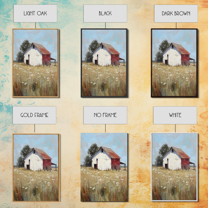 White Farmhouse Surrounded by Tall Grass Canvas Print, Country Art, Home Decor, Farmhouse Decor, Oil Painting, Country, COU-2x3-66