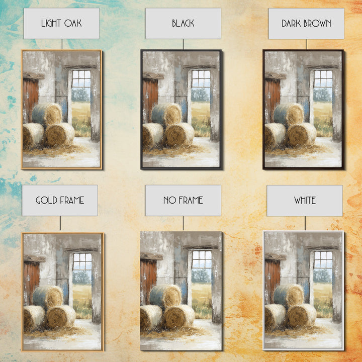 Hay Bales in Late Afternoon Sun Framed Canvas Print, Country Art, Farmhouse Decor, Fine Art, Country, Gallery Wall Art, COU-2x3-76