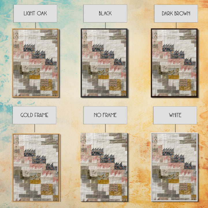 Quilt Geometric Folk Pattern Framed Canvas Print, Country Art, Gallery Decor, Farmhouse Decor, Fine Art, Country, COU-2x3-92