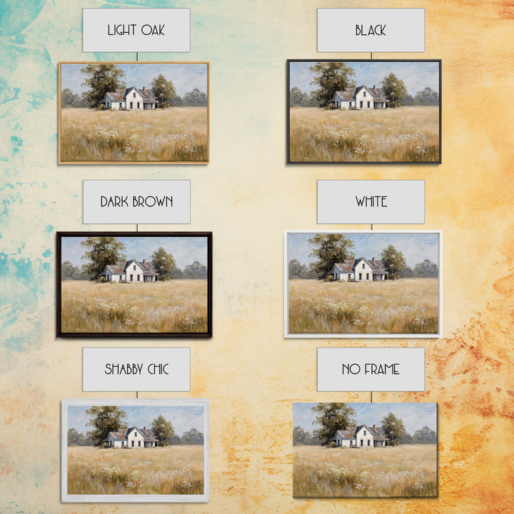 White Farmhouse Surrounded by Tall Grass Canvas Print, Country Art, Digital Print, Farmhouse Decor, Fine Art, Country, COU-3x2-62