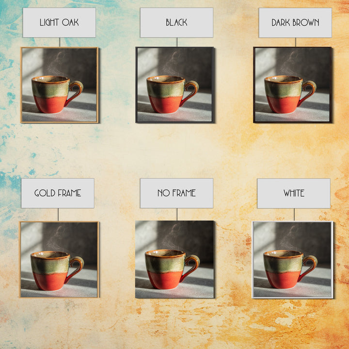Espresso Cup with Rising Steam and Warm Canvas Print, Coffee Shop Art, Room Decor, Cafe Decor, Fine Art, Cafe, Canvas Wall Art, CSA-1x1-49