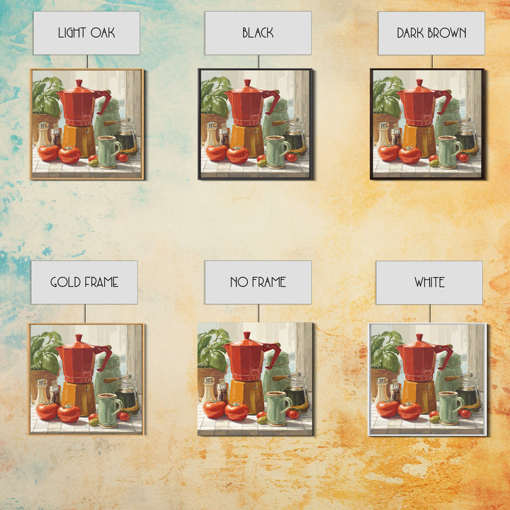 Mid Century Coffee Pot Framed Canvas Print, Coffee Shop Art, Coffee Art, Cafe Decor, Fine Art, Cafe, Textured Painting, CSA-1x1-70